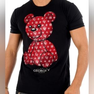 NWT AVENUE GEORGE V Paris Multi Colored Crystal Teddy Bear T-shirt Size 3XL XXXL